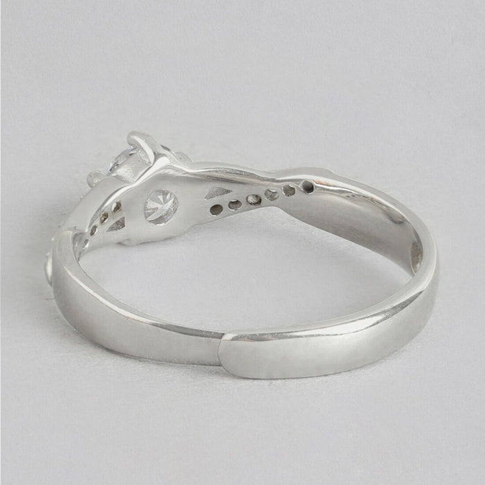 Radiant Sparkle 925 Sterling Silver Ring with Cubic Zirconia (Adjustable)