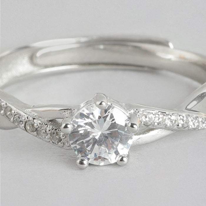 Radiant Sparkle 925 Sterling Silver Ring with Cubic Zirconia (Adjustable)