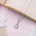 Radiant Sparks CZ Rhodium Plated 925 Sterling Silver Necklace with Chain