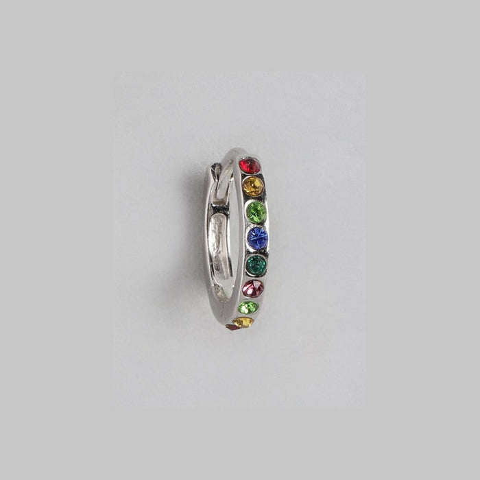 Radiant Splendor Rhodium-Plated 925 Sterling Silver Piercing Nosepin