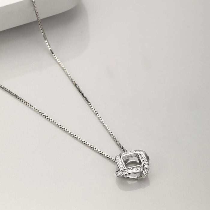 Radiant Square 925 Sterling Silver Rhodium Plated Pendant
