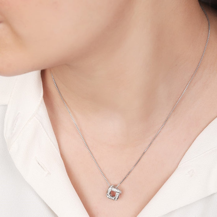 Radiant Square 925 Sterling Silver Rhodium Plated Pendant