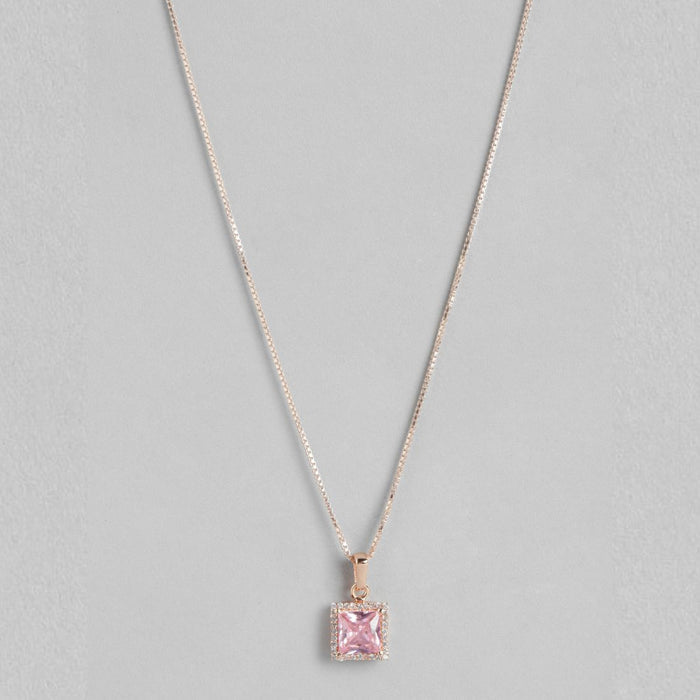 Radiant Square Brilliance Rose Gold-Plated 925 CZ Sterling Silver Pendant with Chain
