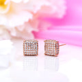 Radiant Square Elegance Rose Gold-Plated 925 Sterling Silver Earrings