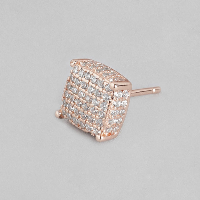Radiant Square Elegance Rose Gold-Plated 925 Sterling Silver Earrings