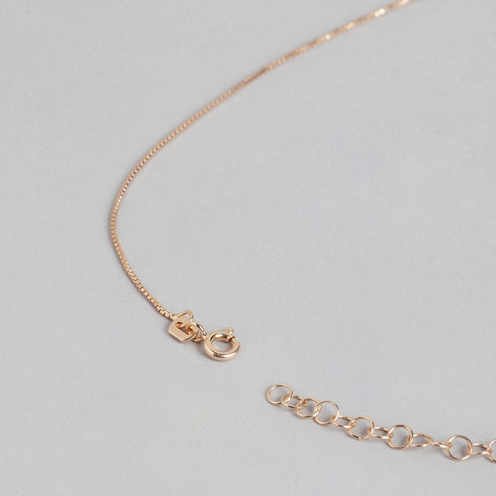 Radiant Square Rose Gold-Plated Square CZ 925 Sterling Silver Pendant with Chain