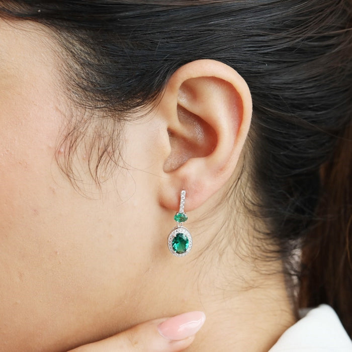 Radiant Stardrop Rhodium-Plated 925 Sterling Silver CZ Earrings