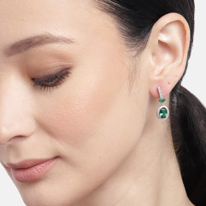 Radiant Stardrop Rhodium-Plated 925 Sterling Silver CZ Earrings