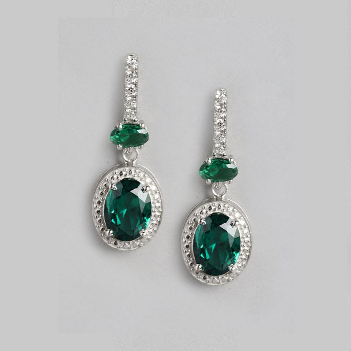 Radiant Stardrop Rhodium-Plated 925 Sterling Silver CZ Earrings