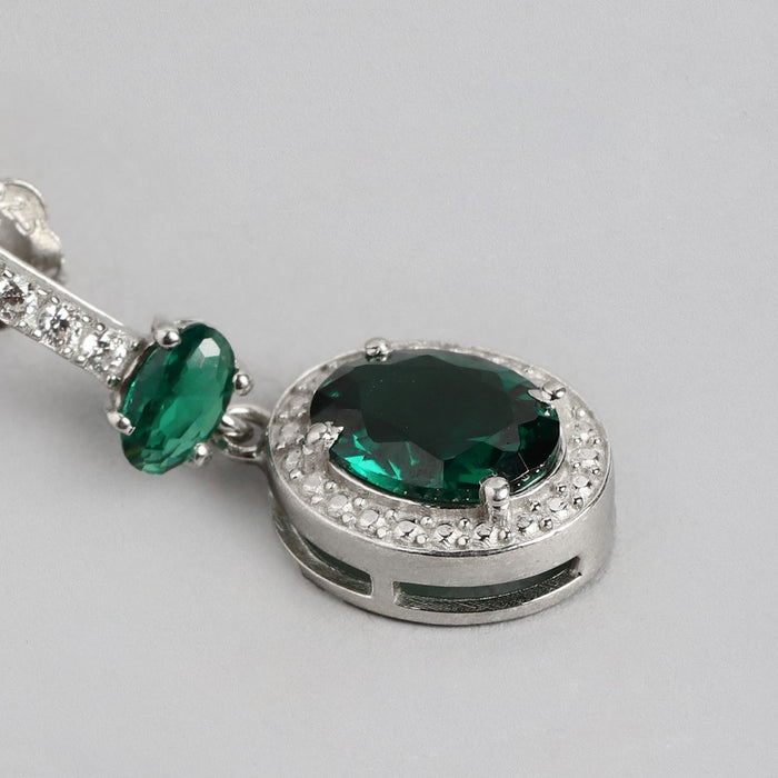 Radiant Stardrop Rhodium-Plated 925 Sterling Silver CZ Earrings