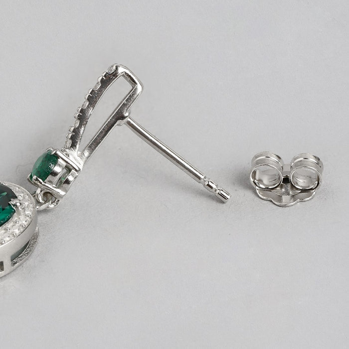 Radiant Stardrop Rhodium-Plated 925 Sterling Silver CZ Earrings