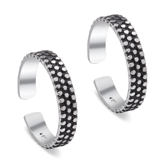 Radiant Steps Rhodium Plated 925 Silver Toe Rings (Adjustable)