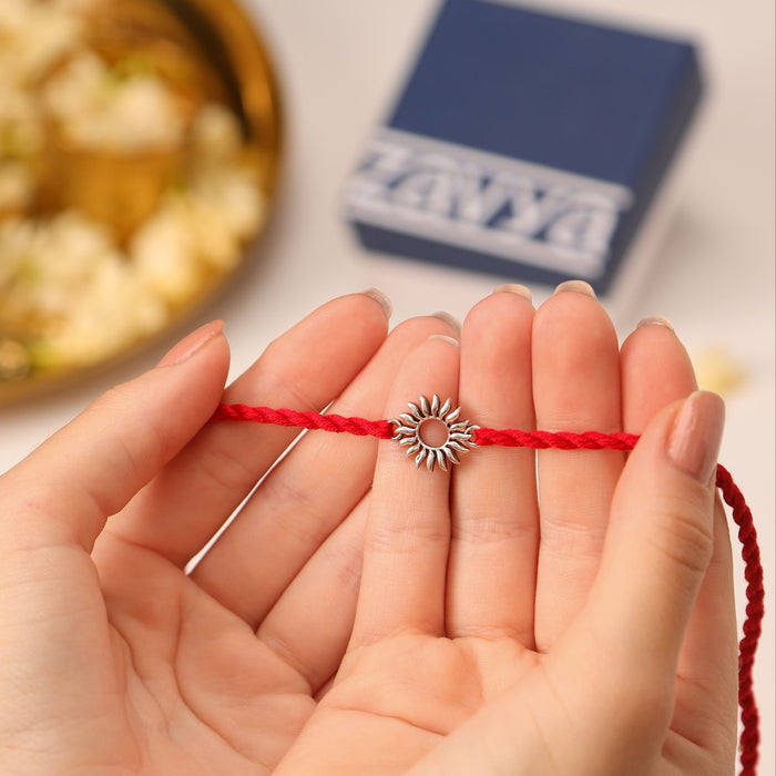 Radiant Sunbeam Rhodium-Plated 925 Sterling Silver Rakhi