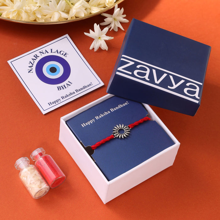 Radiant Sunbeam Rhodium-Plated 925 Sterling Silver Rakhi