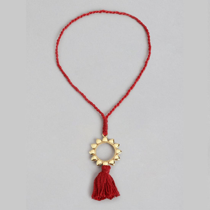 Radiant Sunshine Gold-Plated 925 Sterling Silver Rakhi for Her