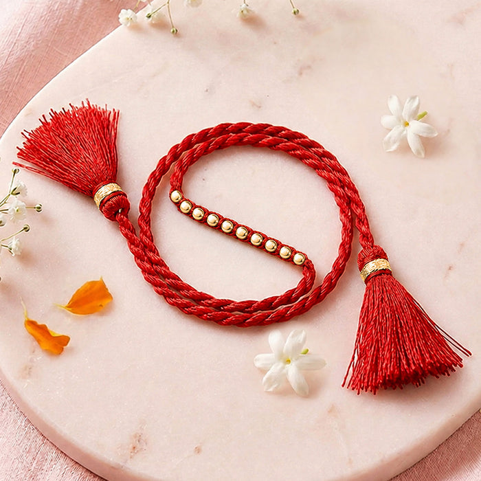 Radiant Thread 10 Beads of Love Gold Plated Silver Rakhi