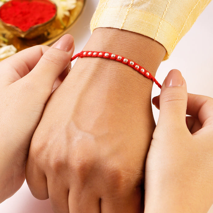 Radiant Thread of Love Rhodium & Gold-Plated 925 Silver Rakhi Combo