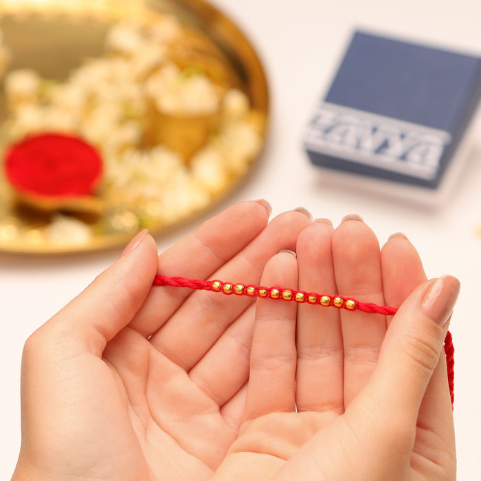 Radiant Thread of Love Rhodium & Gold-Plated 925 Silver Rakhi Combo