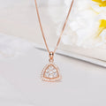 Radiant Triangle Blossom Rose Gold-Plated 925 Sterling Silver Pendant with Chain