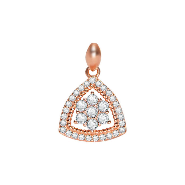 Radiant Triangle Blossom Rose Gold-Plated 925 Sterling Silver Pendant with Chain