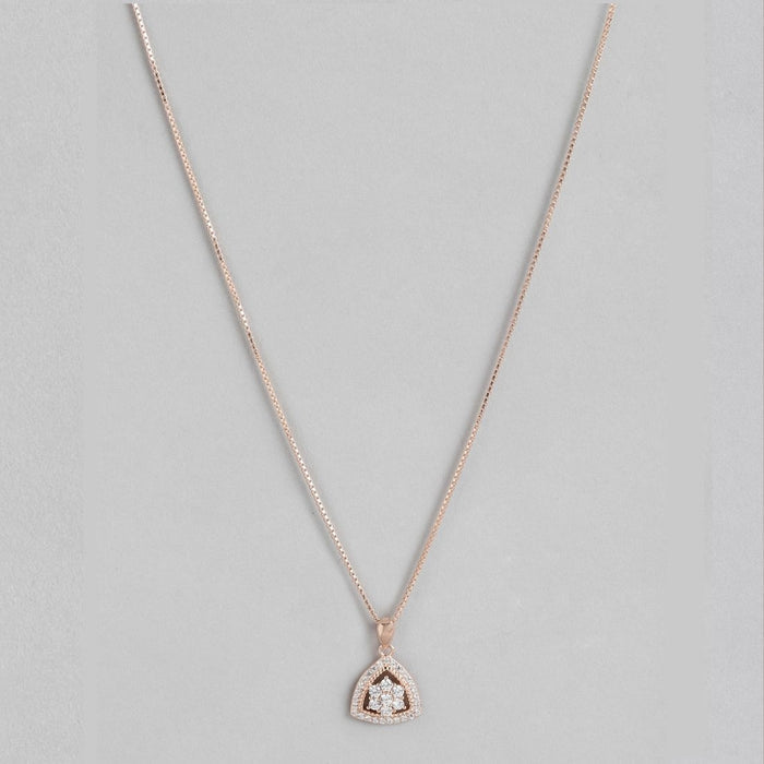 Radiant Triangle Blossom Rose Gold-Plated 925 Sterling Silver Pendant with Chain