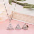 Radiant Triangle Enigma Rhodium-Plated CZ 925 Sterling Silver Jewelry Set