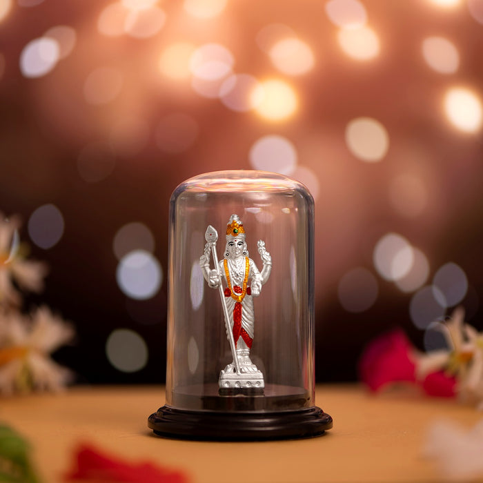 Radiant Valor Rhodium-Plated 999 Silver Murugan Idol