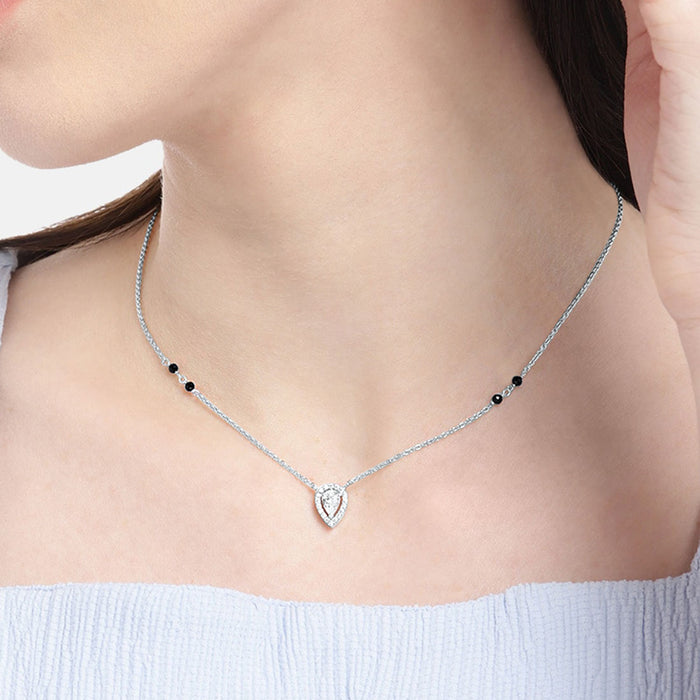 Radiant Vows CZ Rhodium Plated 925 Silver Mangalsutra