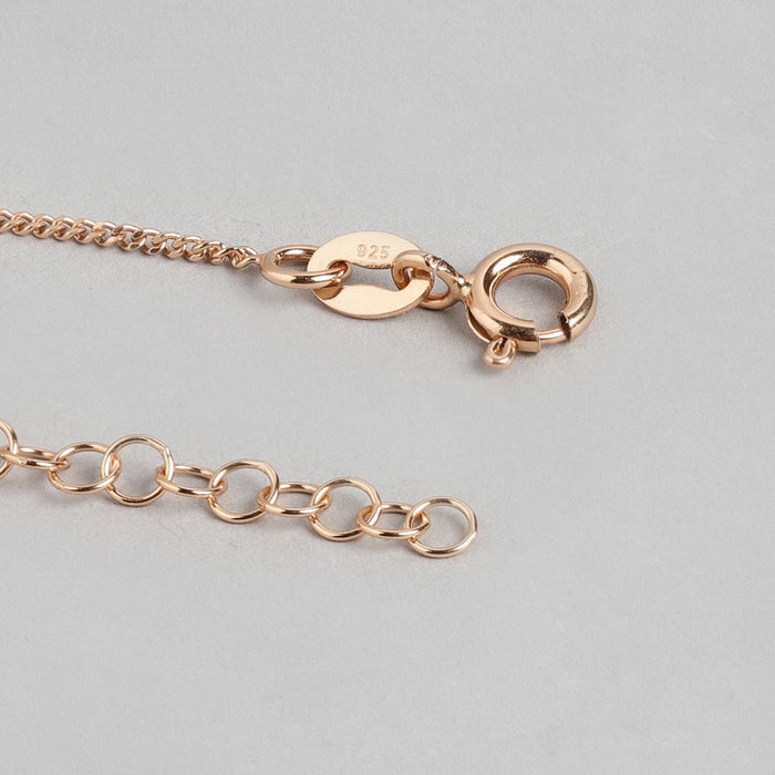 Radiant Whispers CZ Rose Gold Plated 925 Silver Chain Anklet (Adjustable)