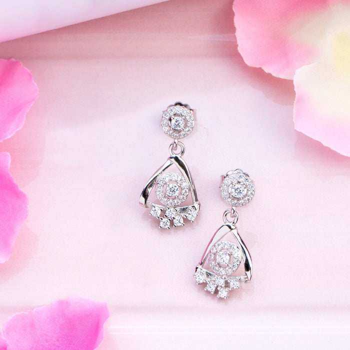 Radiant Zirconia Elegance Rhodium-Plated 925 Sterling Silver Earrings