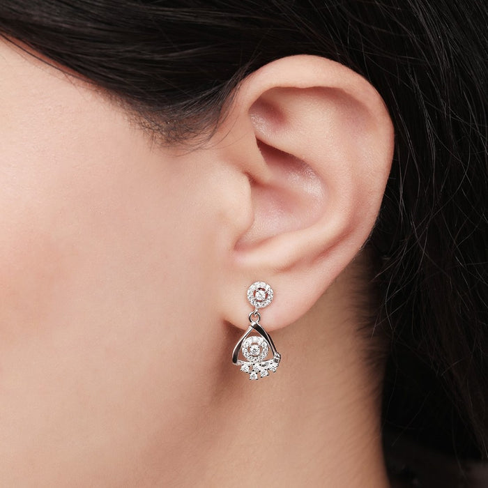 Radiant Zirconia Elegance Rhodium-Plated 925 Sterling Silver Earrings