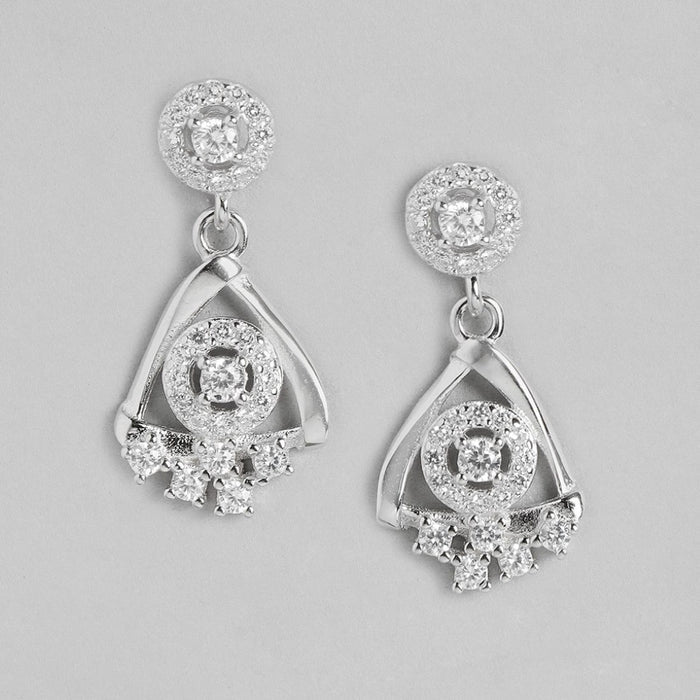 Radiant Zirconia Elegance Rhodium-Plated 925 Sterling Silver Earrings