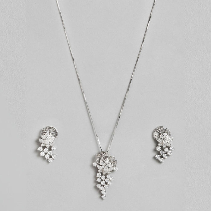 Radiant Zirconia Elegance Rhodium-Plated 925 Sterling Silver Jewelry Set