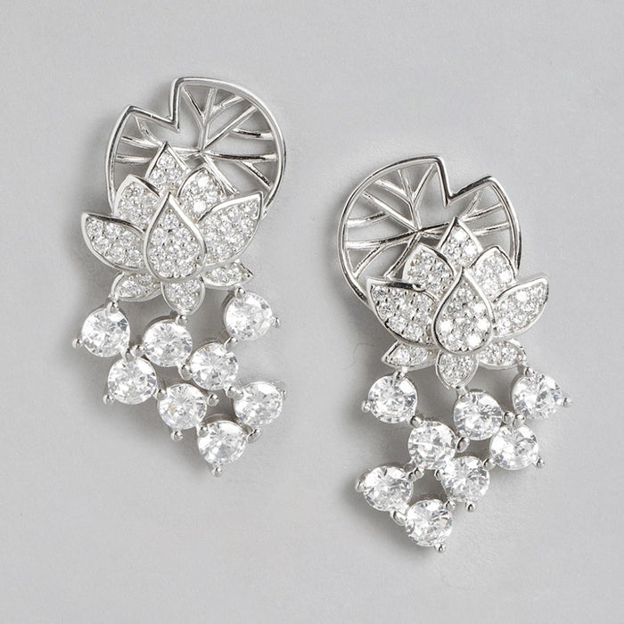 Radiant Zirconia Elegance Rhodium-Plated 925 Sterling Silver Jewelry Set