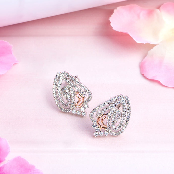 Radiant Zirconia Sparkle Dual Tone-Plated 925 Sterling Silver Drop Earrings