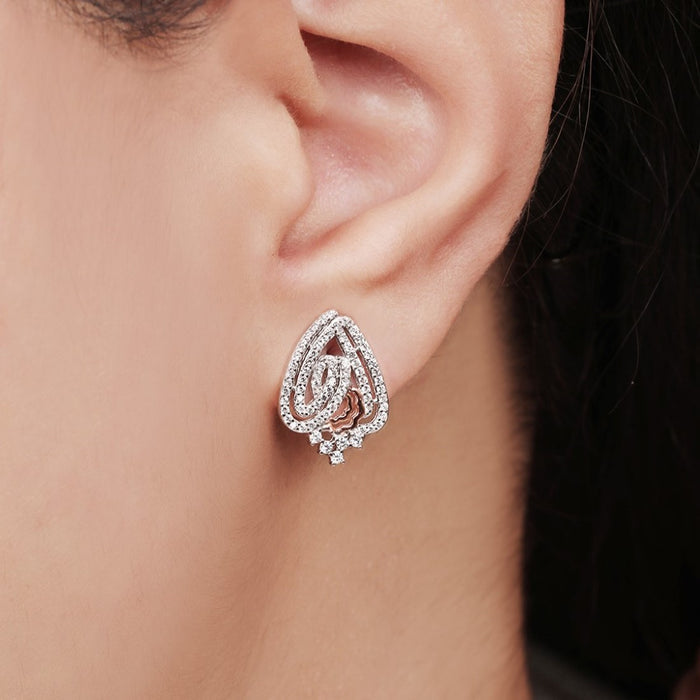 Radiant Zirconia Sparkle Dual Tone-Plated 925 Sterling Silver Drop Earrings