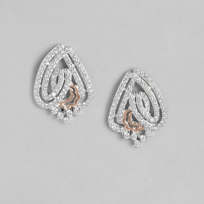 Radiant Zirconia Sparkle Dual Tone-Plated 925 Sterling Silver Drop Earrings