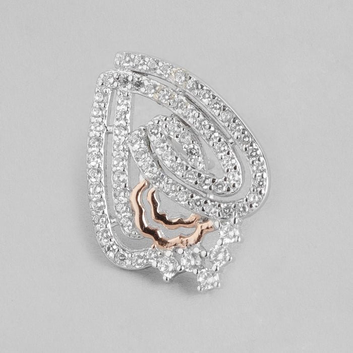 Radiant Zirconia Sparkle Dual Tone-Plated 925 Sterling Silver Drop Earrings
