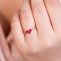 925 Sterling Silver Ruby Heart Rose-Gold Plated 925 Sterling Silver Ring for Women – Zavya