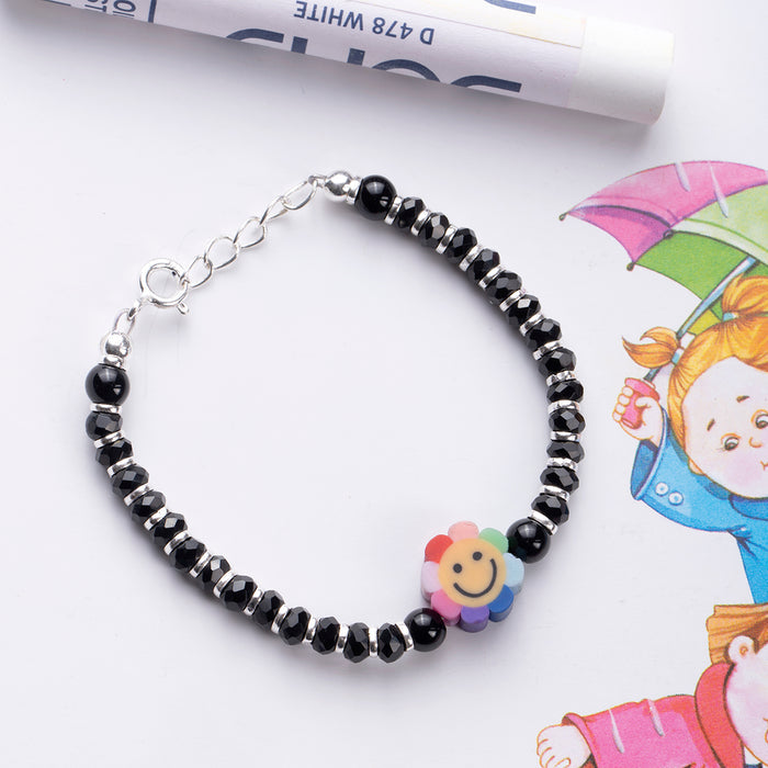 Rainbow Flower Smiley 925 Sterling Silver Kids Bracelet (Age : 0-3 Years)