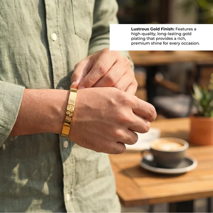 Ram Engraved Gold Plated Cuff Bracelet - view 5