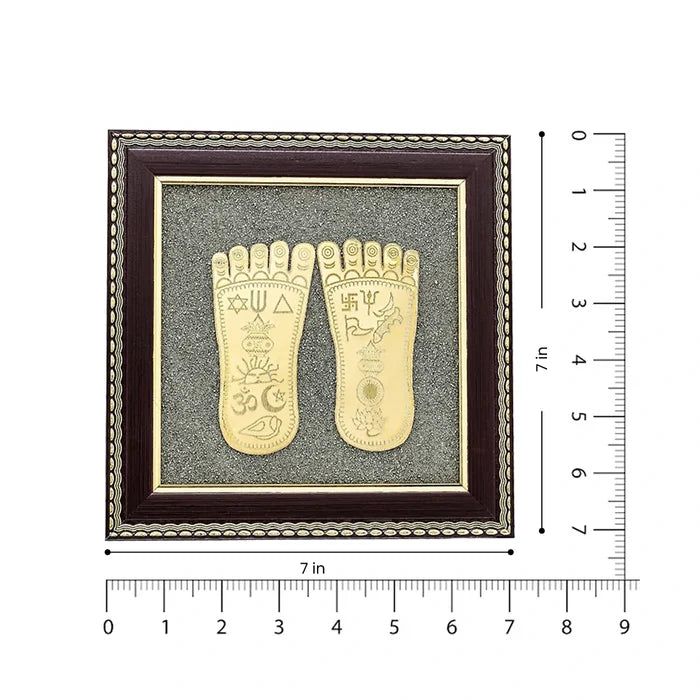 Raw Pyrite Frame with Goddess Laxmi Charan Paduka - view 2