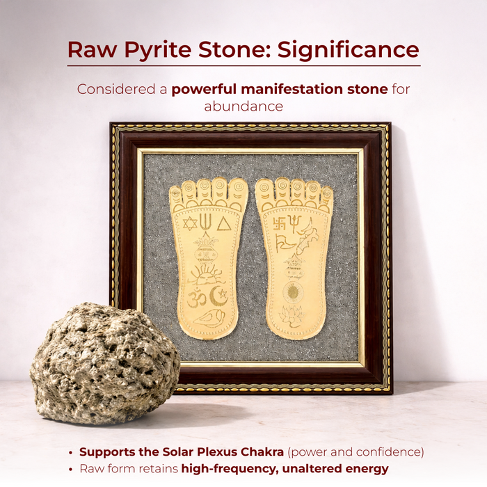 Raw Pyrite Frame with Goddess Laxmi Charan Paduka - view 3