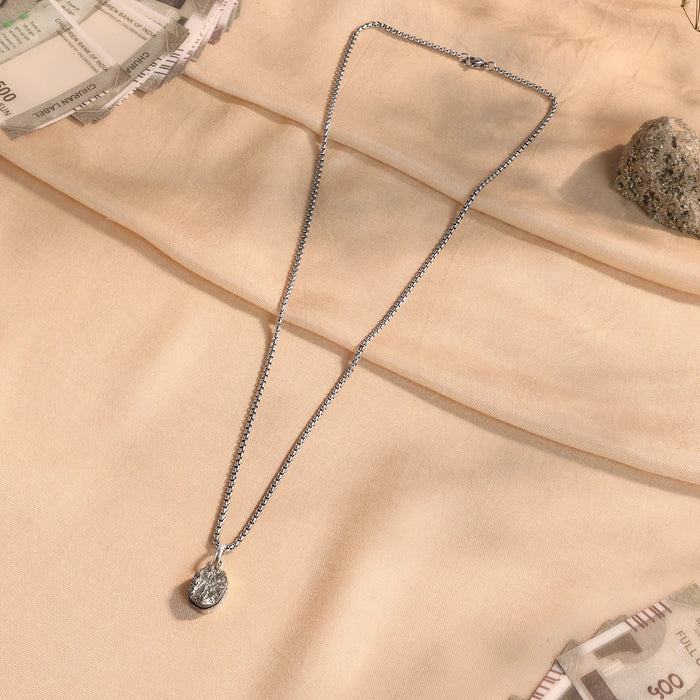 Raw Pyrite Stone Pendant on Silver Chain