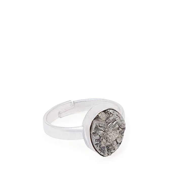 Raw Pyrite Stone Ring - Financial Prosperity