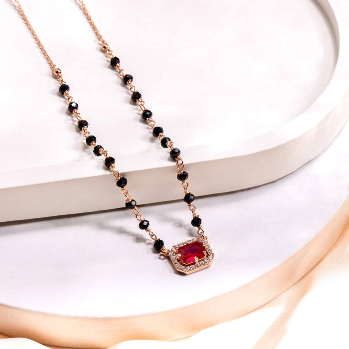 Rectangle Rose Gold Plated 925 Sterling Silver Mangalsutra