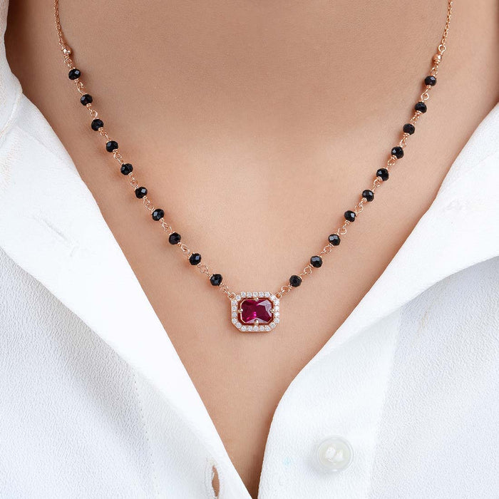 Rectangle Rose Gold Plated 925 Sterling Silver Mangalsutra