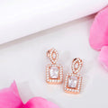 Rectangular CZ Radiance 925 Sterling Silver Rose Gold-Plated Earring