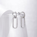 Rectangular  CZ Studded 925 Sterling Silver Drop Earrings