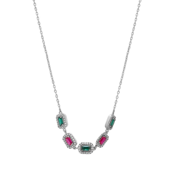 Rectangular Radiance Rhodium Plated 925 Sterling Silver Necklace